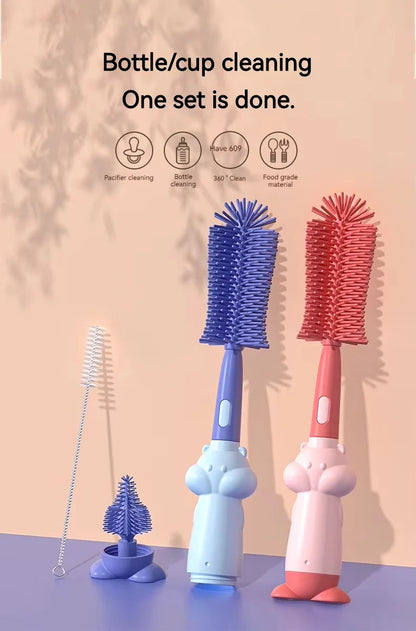 3-in-1 Silicone Baby Bottle Cleaning Brush Set